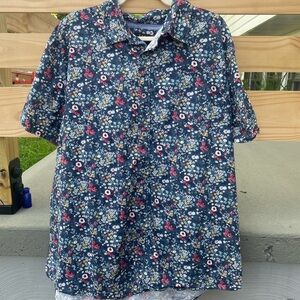 Lee Blue and Red Casual Button Down Shirt